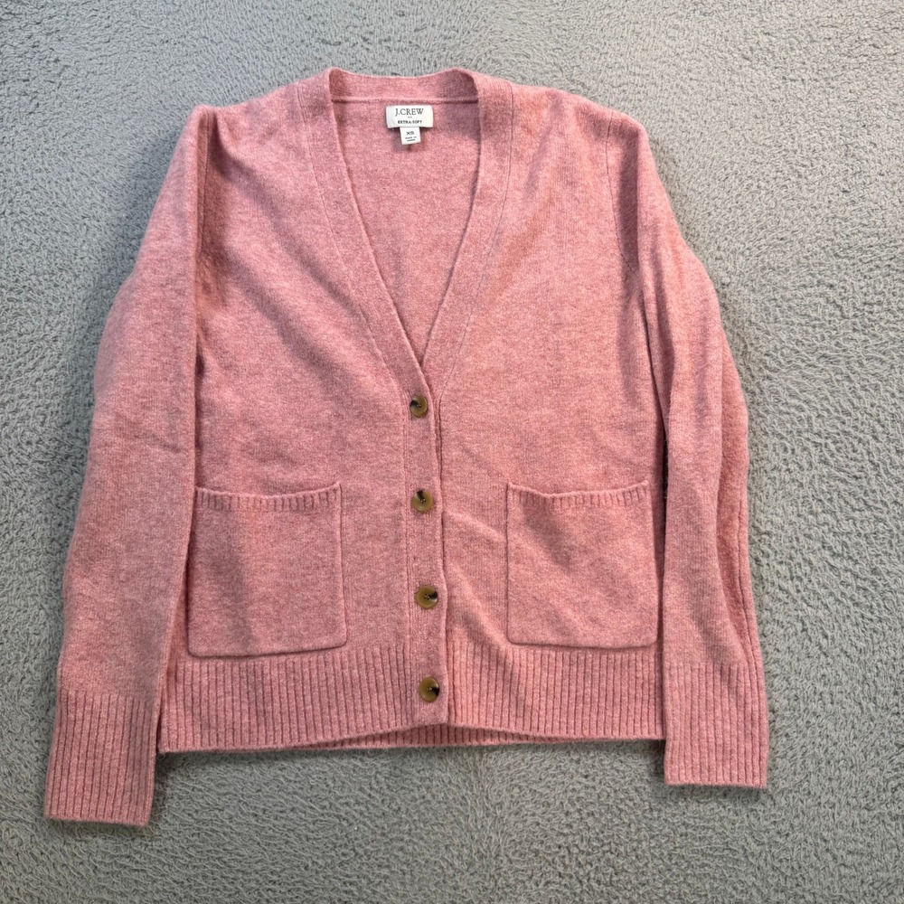 J.Crew Extra-Soft V-Neck Cardigan Sweater Pink Heather XS 11122